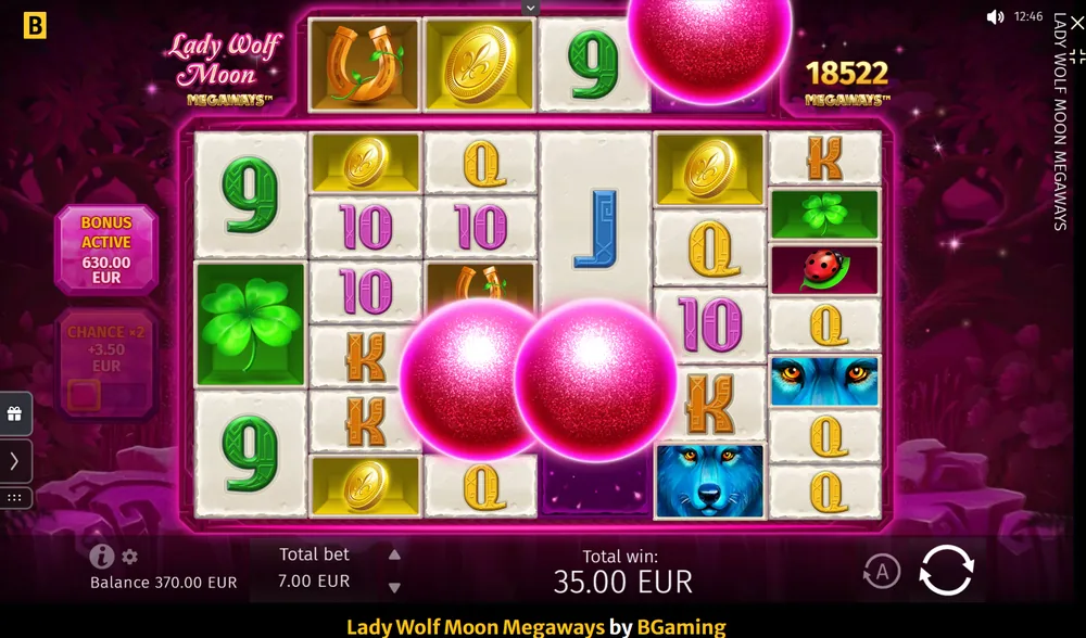 Lady Wolf Moon Megaways — verižna zmaga €35 z Refilling funkcijo